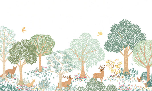 Green Forest Animals Wall Mural