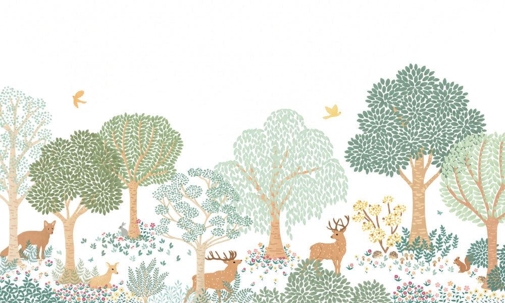 Green Forest Animals Wall Mural