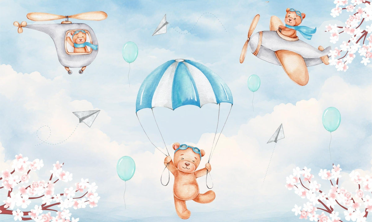 Dreamy Sky Adventure Wall Mural in your room — zoomed