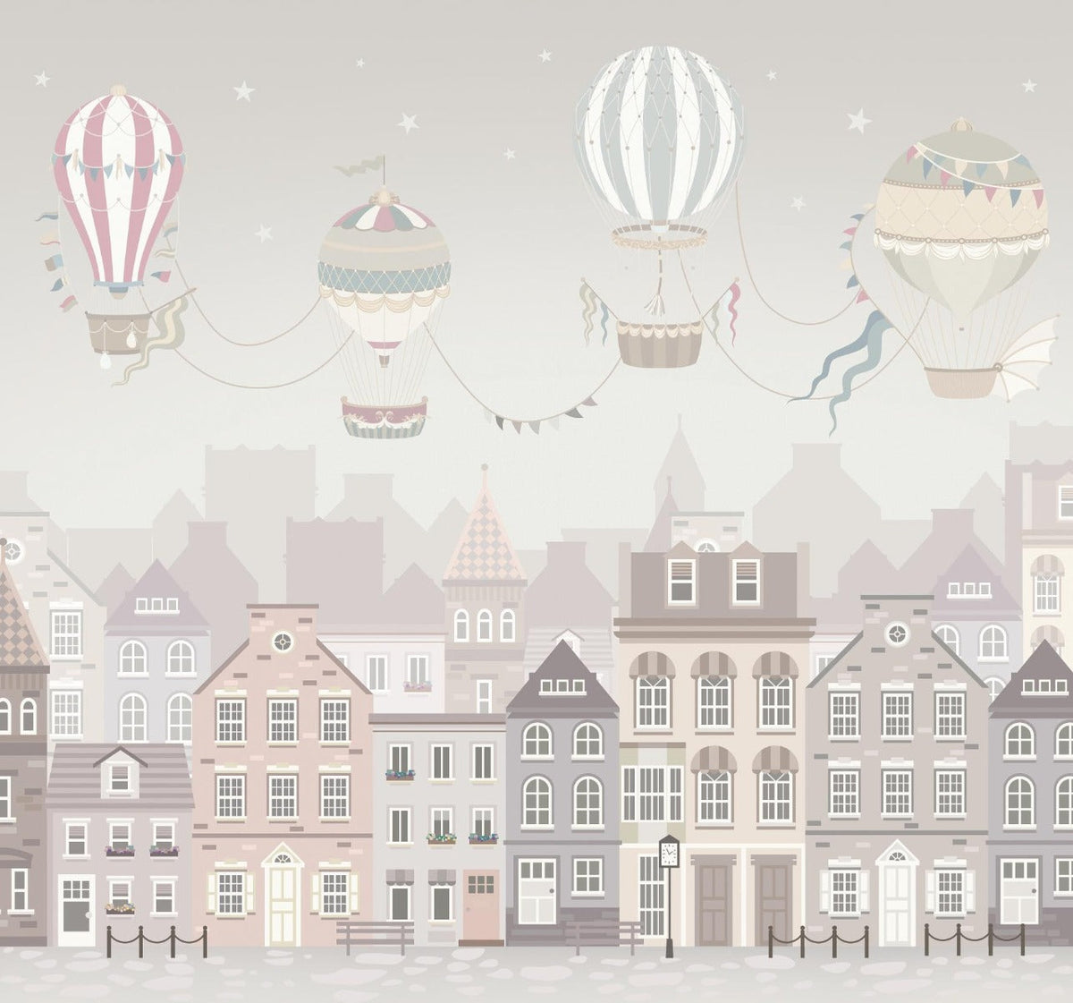 Vintage Balloon Voyage Wall Mural in your room — zoomed