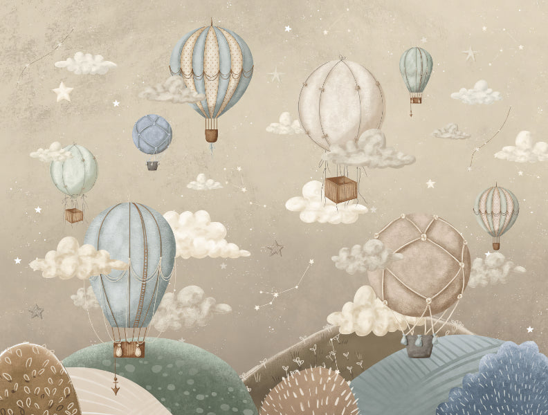 Dreamy Balloon Adventure Wall Mural