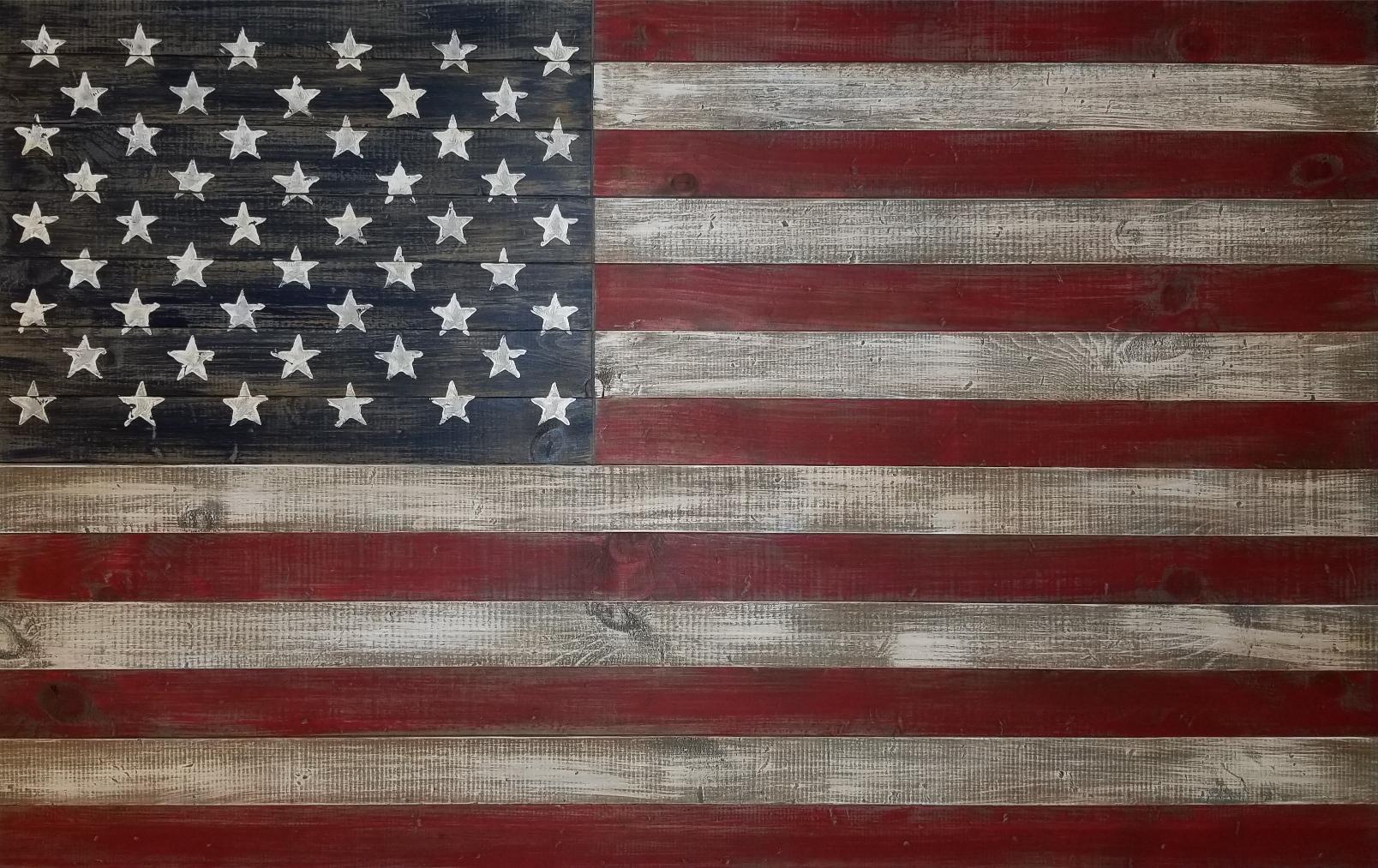American Flag Wooden Wall Mural
