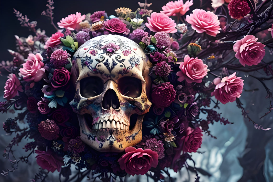 Floral Skull Halloween Wallpaper