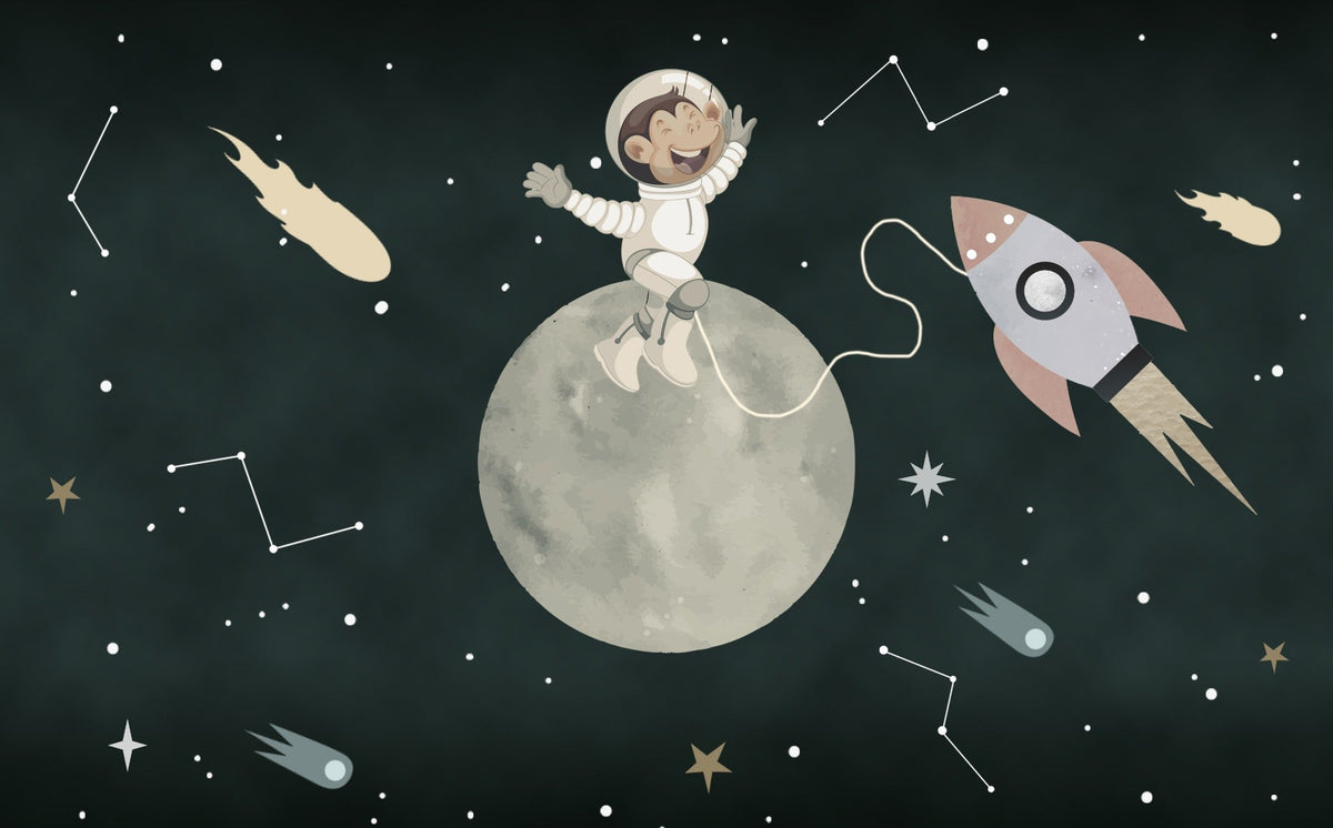 Space Pup Odyssey Wall Mural in your room — zoomed