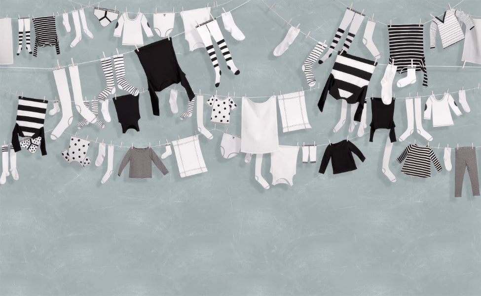 Hanging Laundry Wall Mural in your room — zoomed