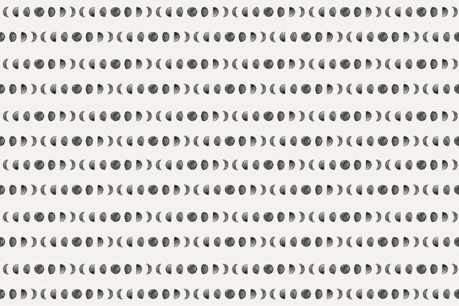Lunar Phases Pattern Wallpaper in your room — zoomed