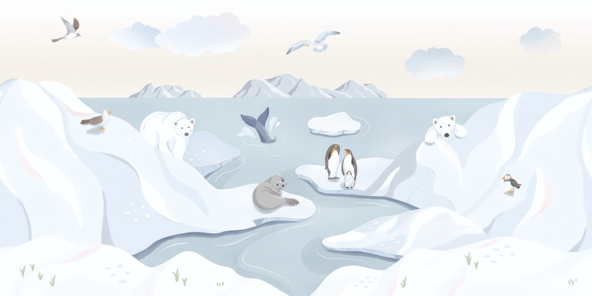 Antarctic Animal Wall Mural in your room — zoomed