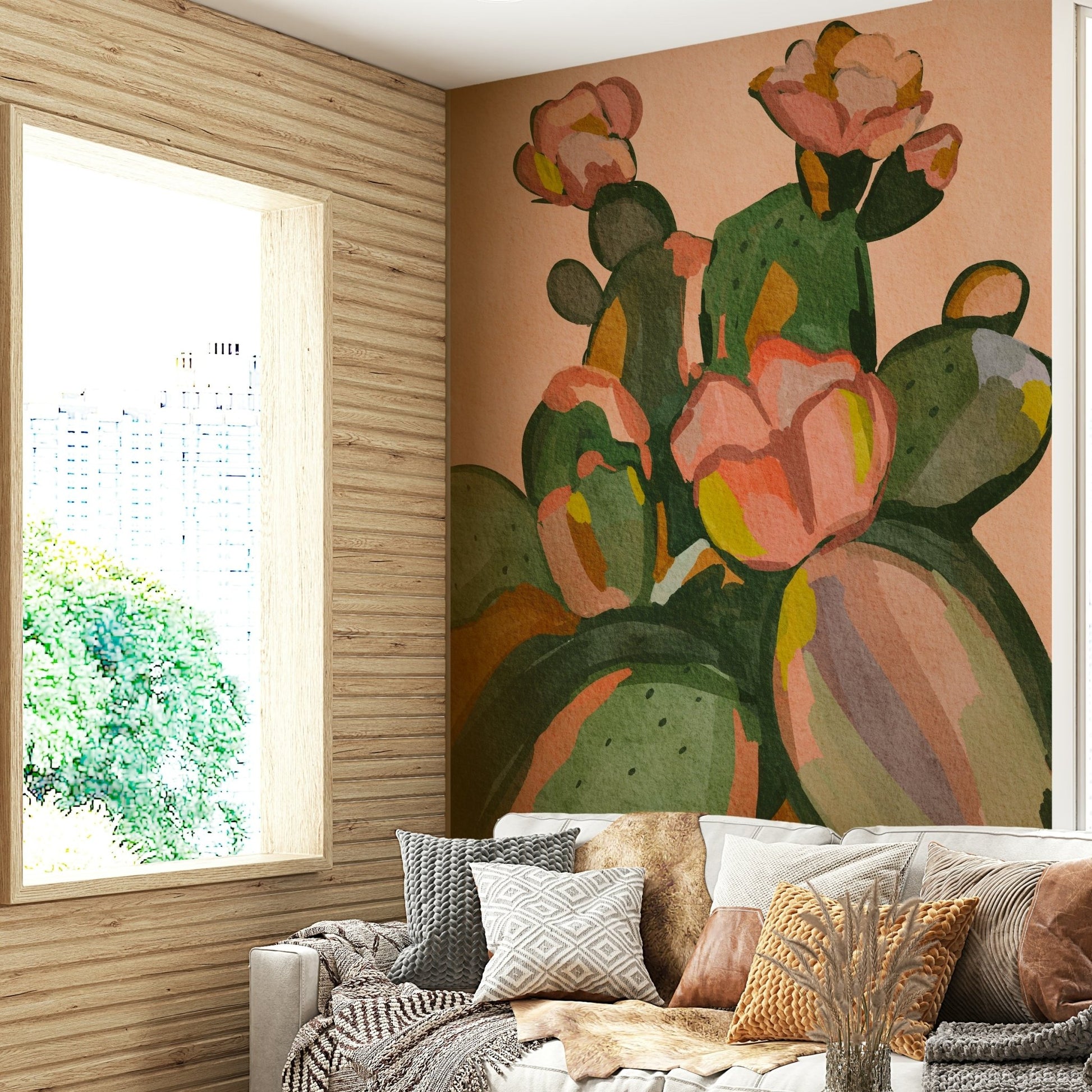 Durable wallpaper for walls with abstract floral art

