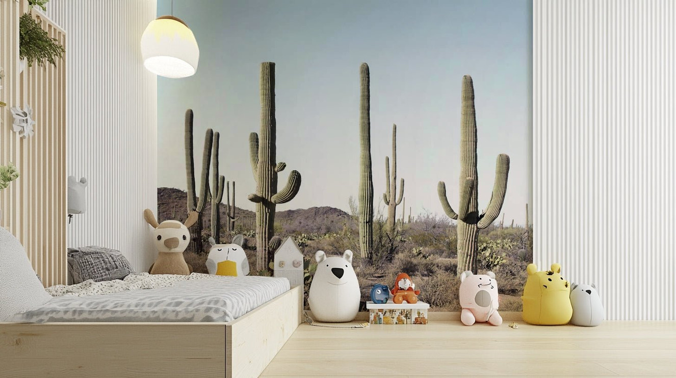 Cactus Land Wall Mural showcasing desert beauty.

