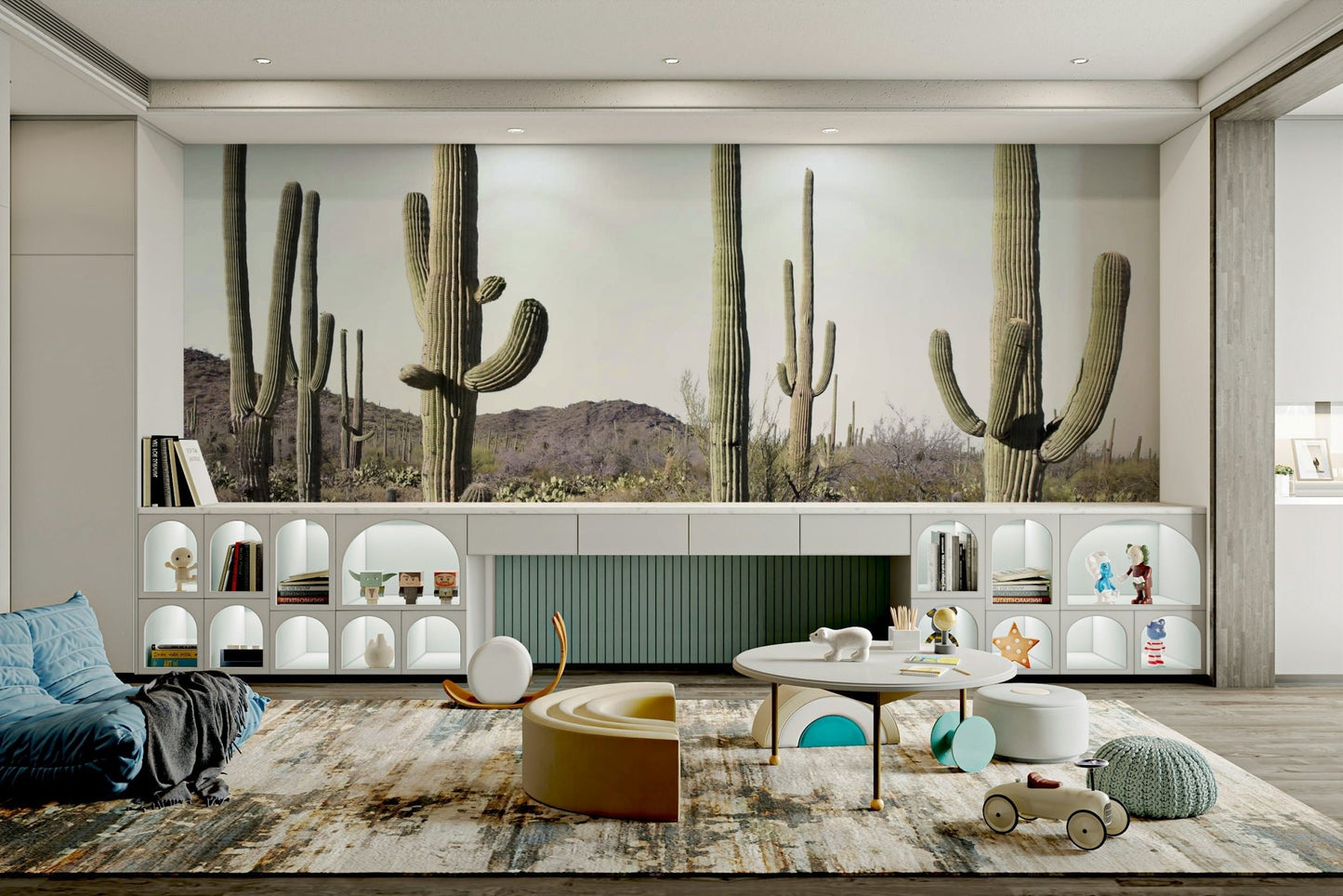 Nature-inspired Cactus Land wall mural for bold rooms.

