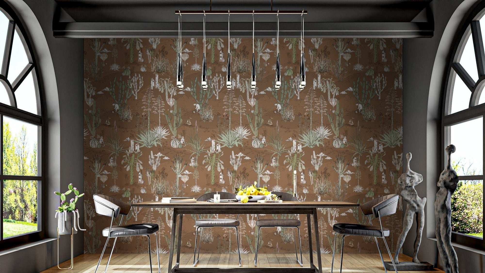 Saguaro Serenade wallpaper with elegant desert cactus design, AN145
