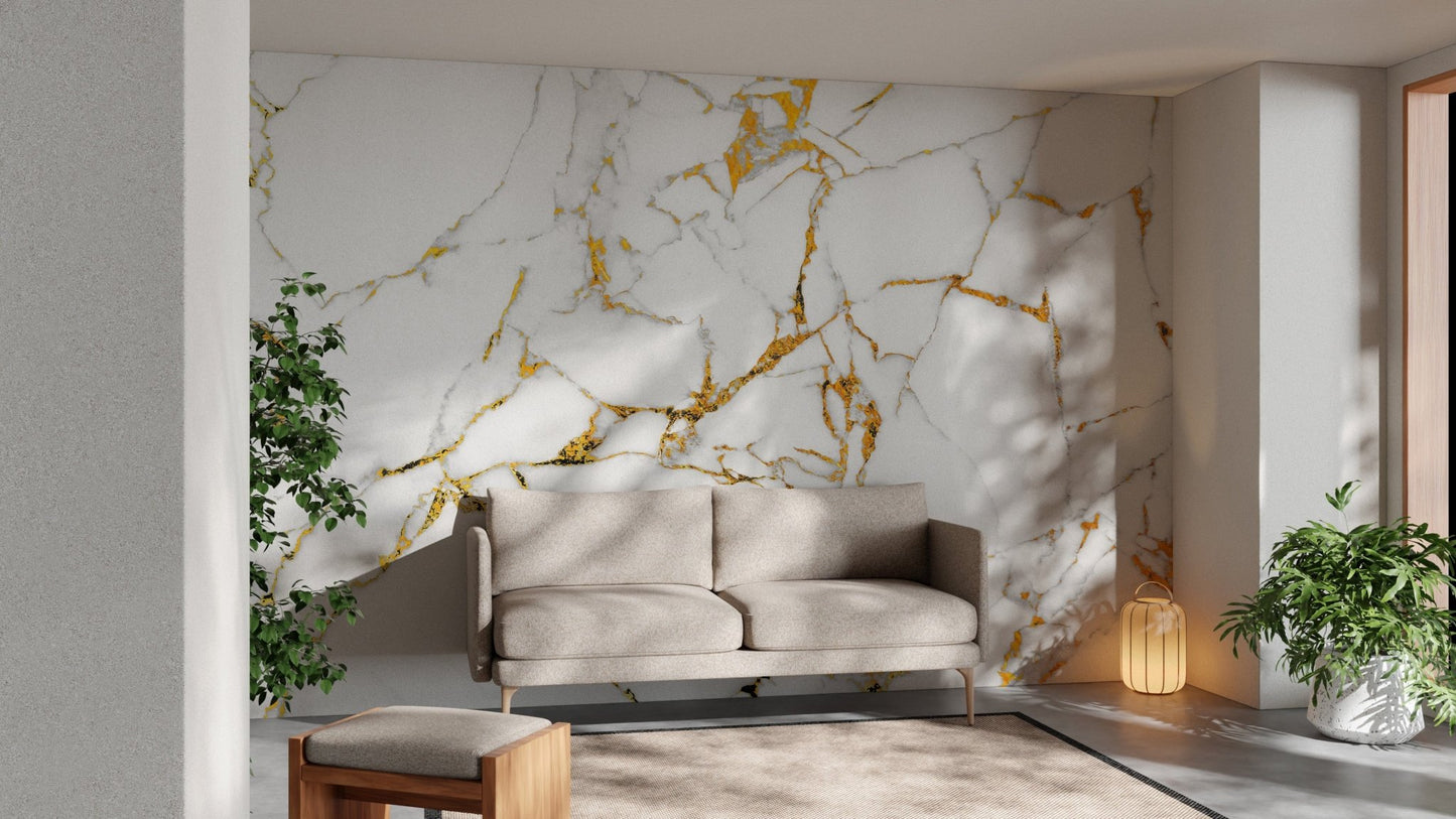 Gold marble wall mural design
