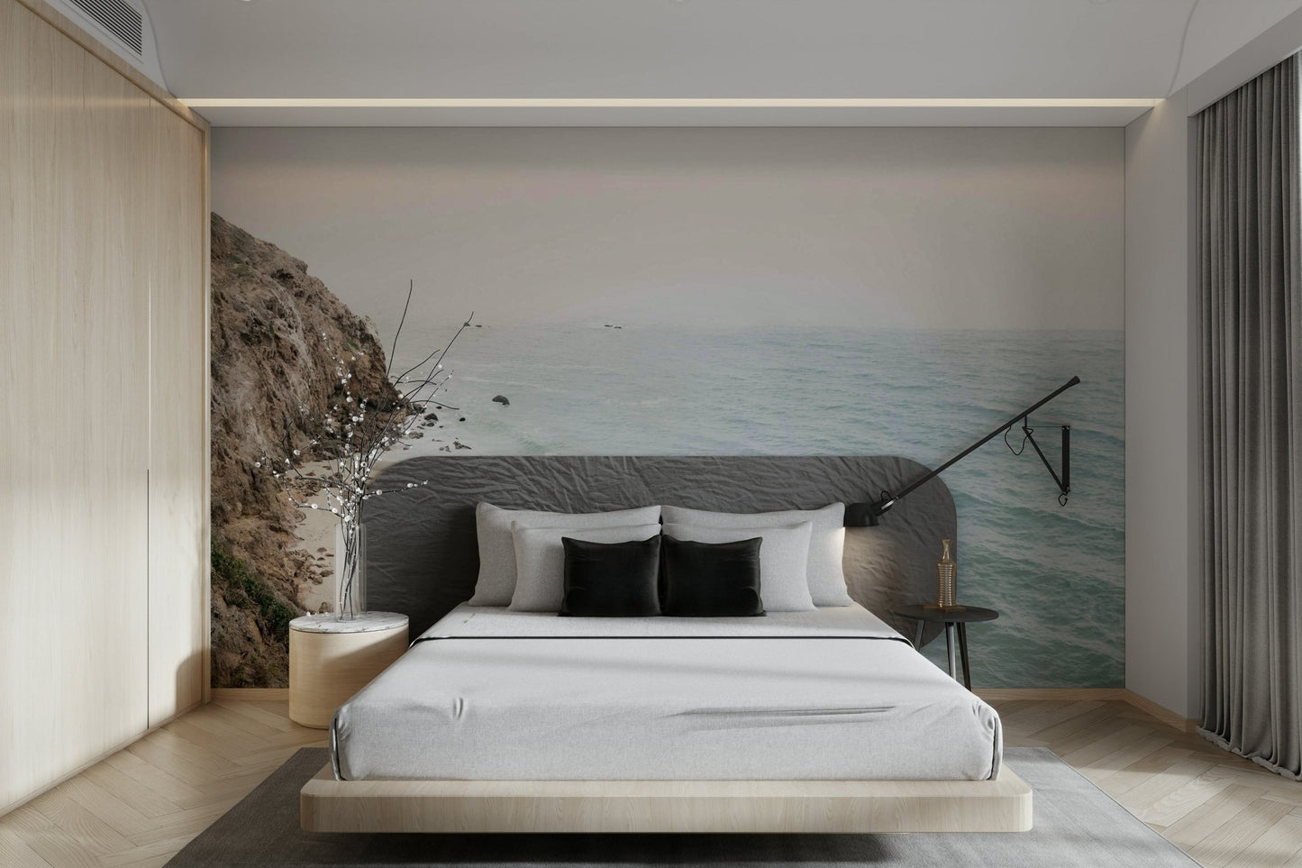 Vibrant California Coast Wall Mural with sandy beaches.

