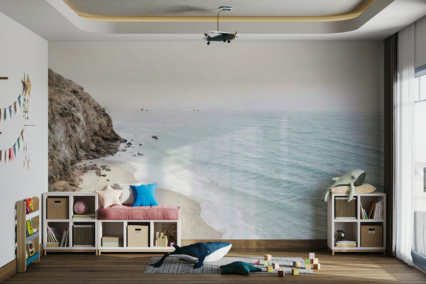 Beachfront California Coastline mural for a calming room.

