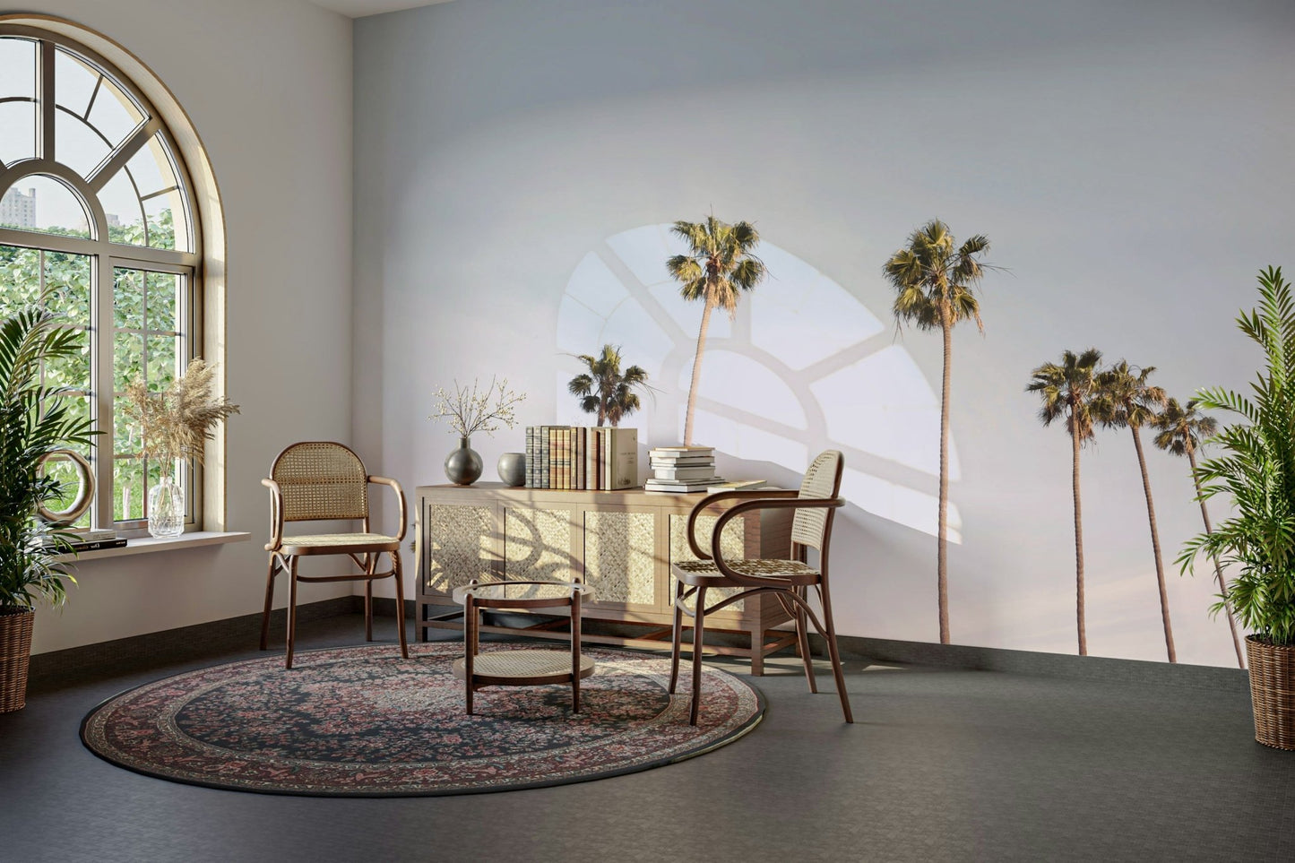 Vibrant California coastline in the California Dreaming Mural.

