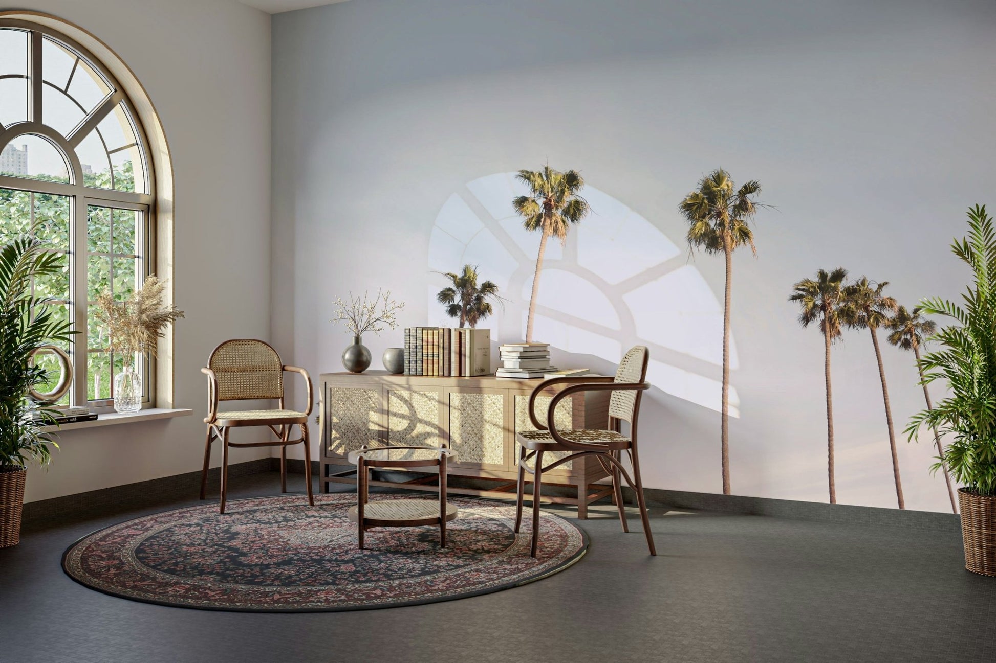 Vibrant California coastline in the California Dreaming Mural.

