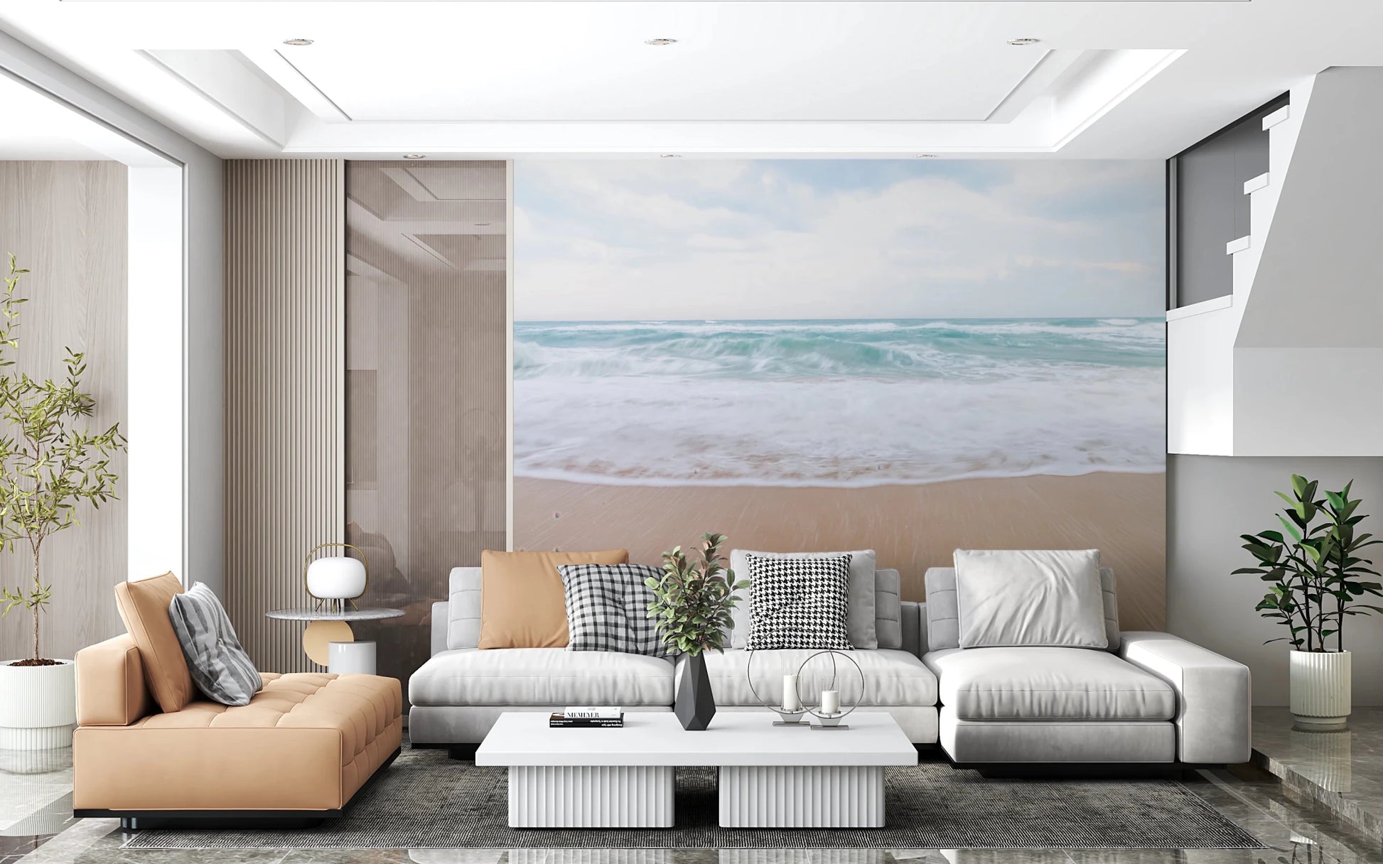 Gentle shoreline water in Calm Coastal Scene wall mural, GD8748