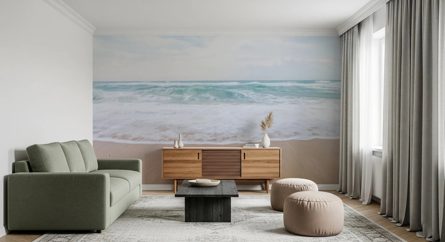 Sandy beach texture in Calm Coastal Scene wall mural view, GD8748