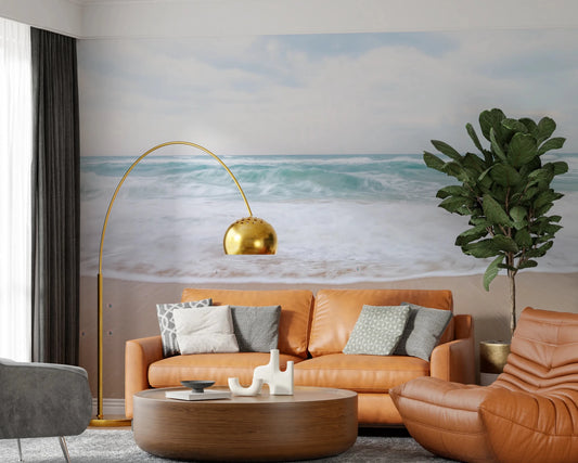 Soft beach waves appear in Calm Coastal Scene wall mural