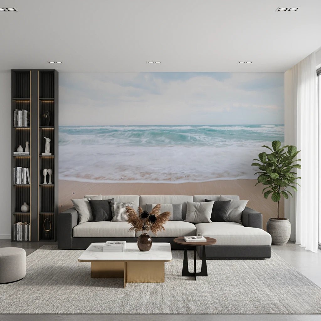 Hallway showing Calm Coastal Scene wall mural shoreline, GD8748