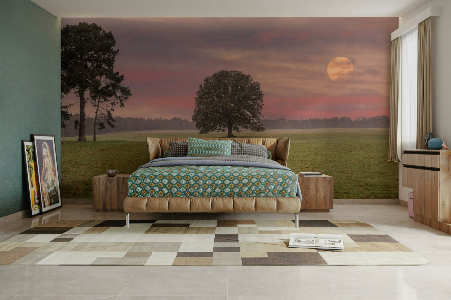 A beautiful night scene wall mural for a living room., GD5134
