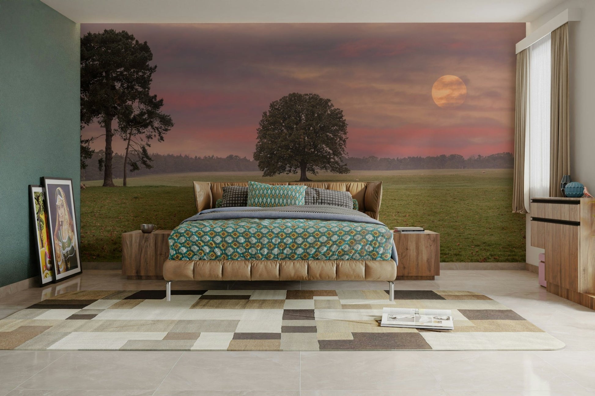 A beautiful night scene wall mural for a living room., GD5134
