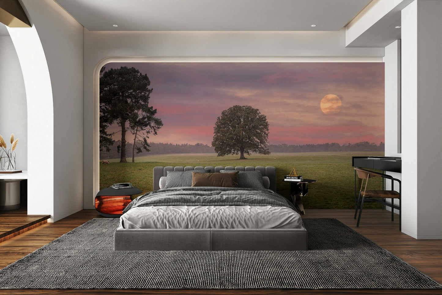 A calming serene field wallpaper mural that defines a space., GD5134