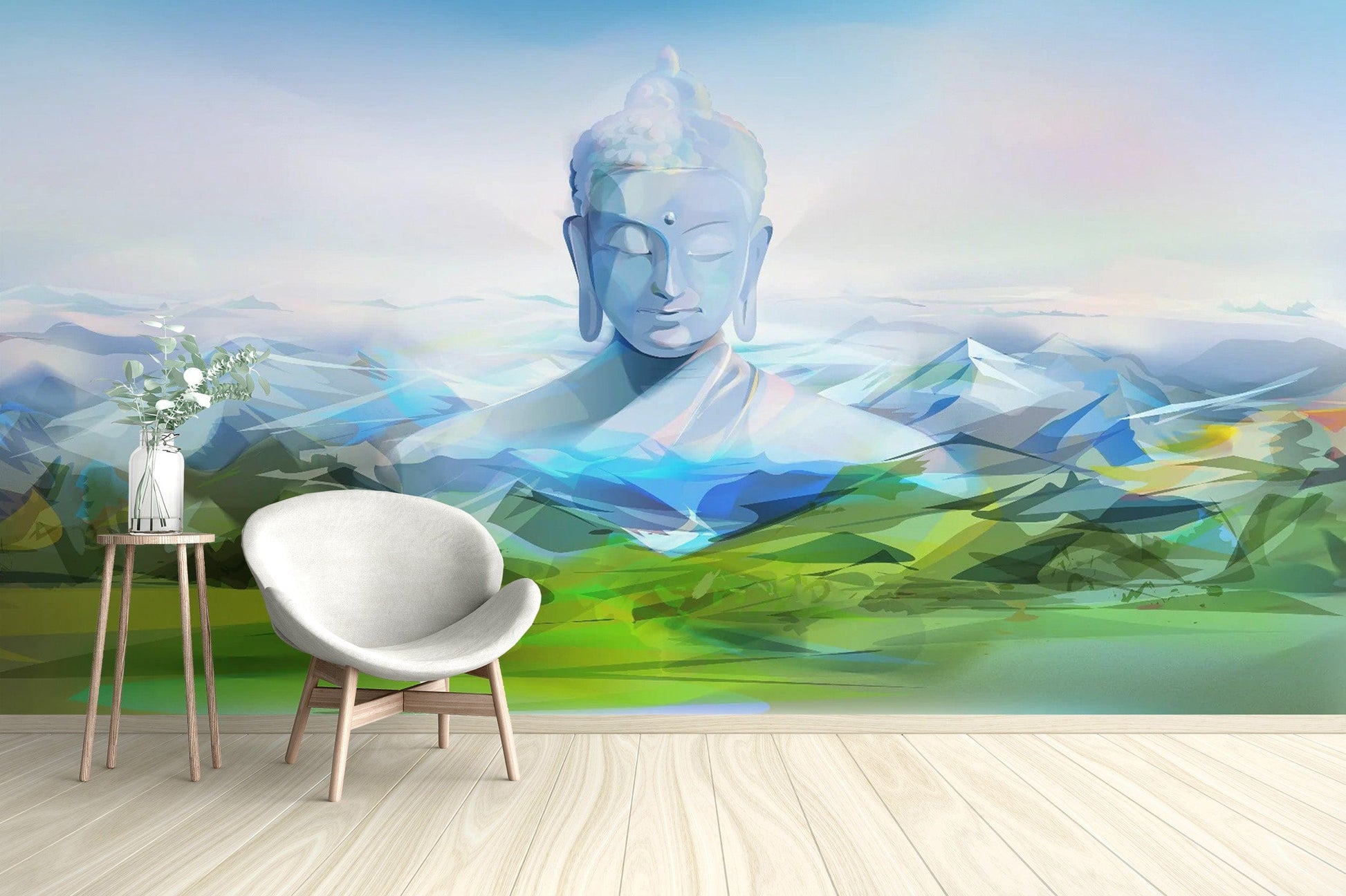 Calming Buddha Mountain Wallpaper Mural - Giffywalls