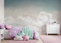 Blue sky Calming Clouds wall mural with layered cloud texture, GD9172
