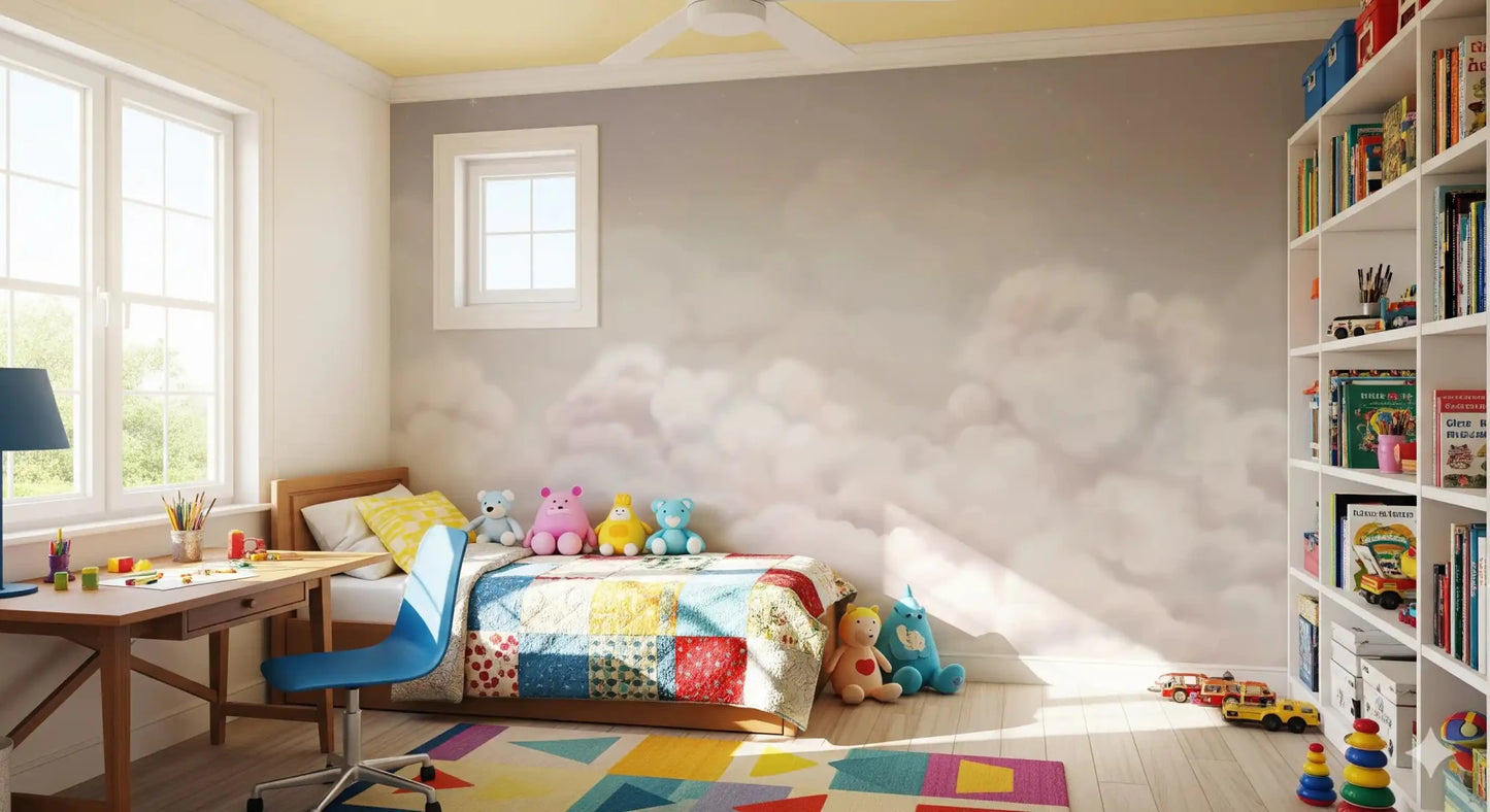 Pastel Calming Clouds wall mural with smooth cloud layering