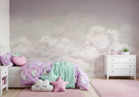 Cloudscape design in Calming Clouds wall mural with pale hues