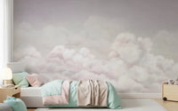 Light blush Calming Clouds wall mural with gentle sky detail