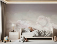 Calming Clouds wall mural with layered blush cloud texture