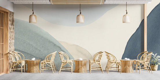 Calming Contours mural sets a refined tone for your dining room. C371