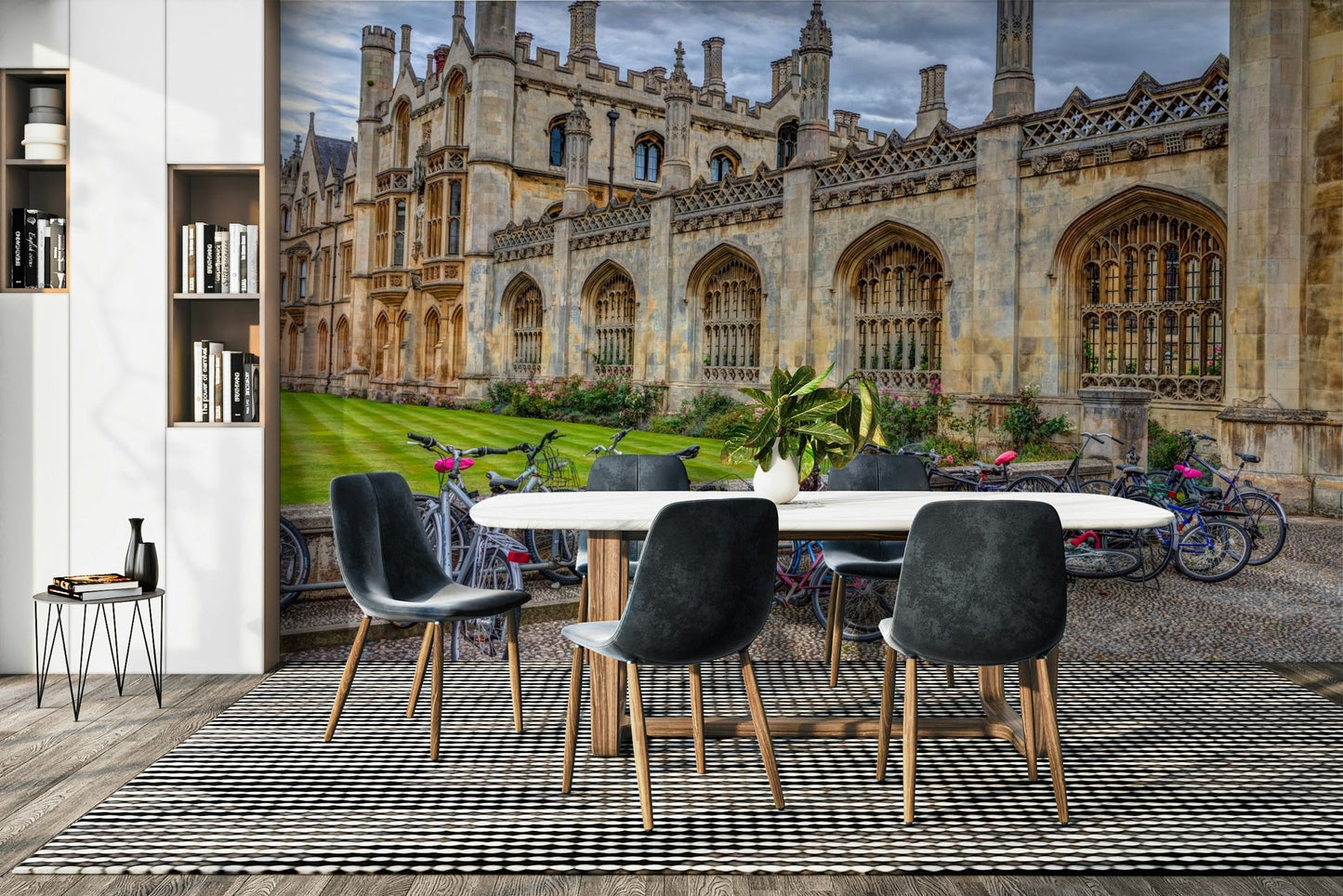 The bicycles have different styles and colors.

