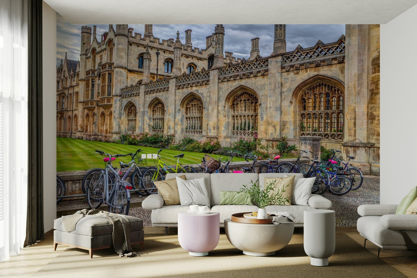 The bikes are the central focal point of the image.

