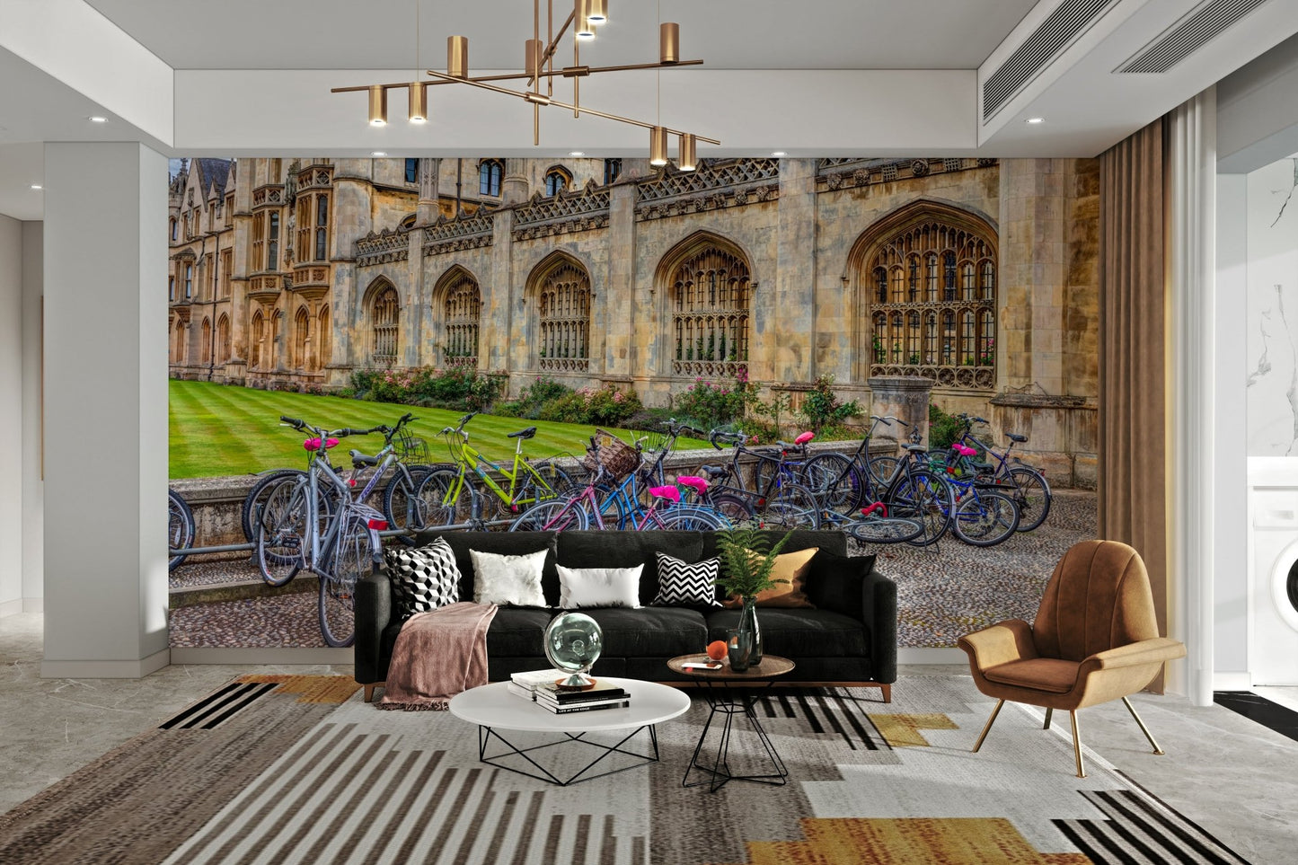 The mural gives a feeling of urban charm.

