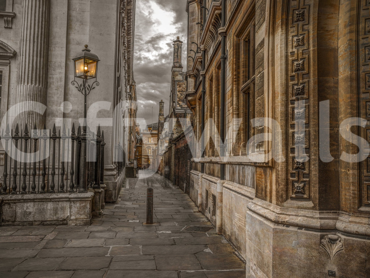 Cambridge Lane mural with serene countryside view.

