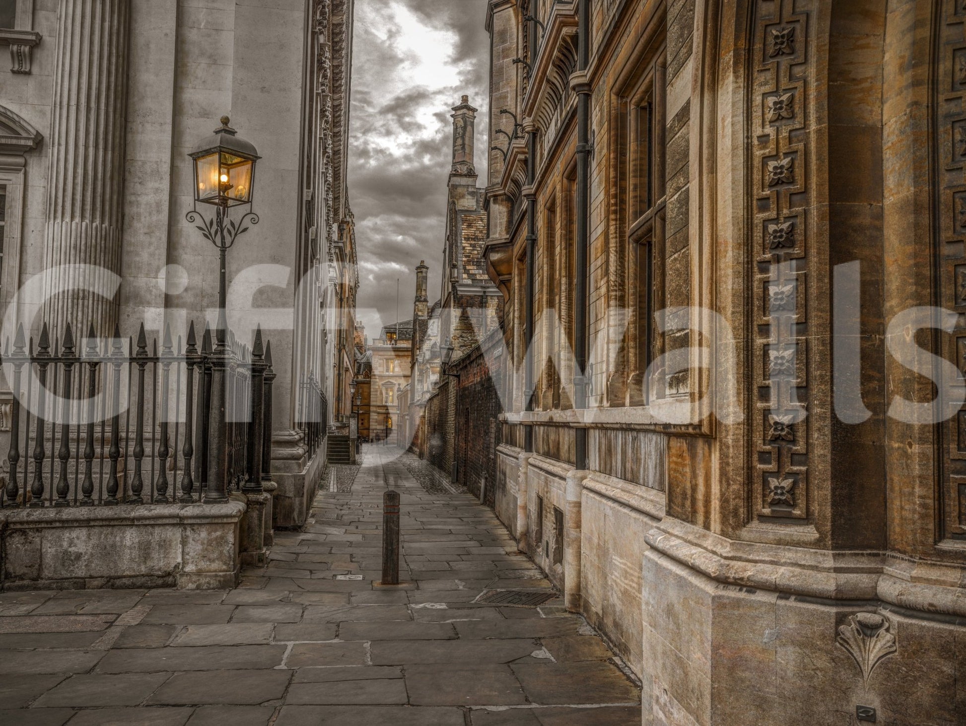 Cambridge Lane mural with serene countryside view.

