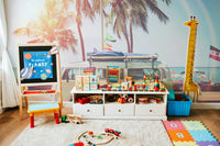 Colorful camper van mural perfect for vanlife lovers.

