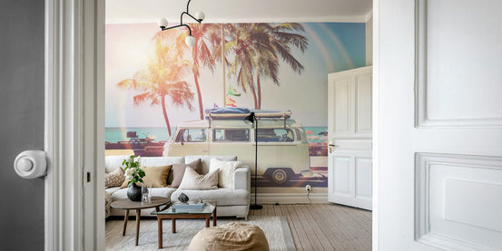 Vibrant camper van mural for adventure-themed rooms., GD1942
