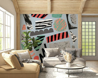 A graceful subtle pattern wall mural in cool, natural tones.