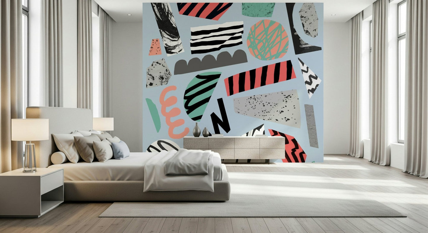 A beautiful wide-angle wall mural of a serene landscape.