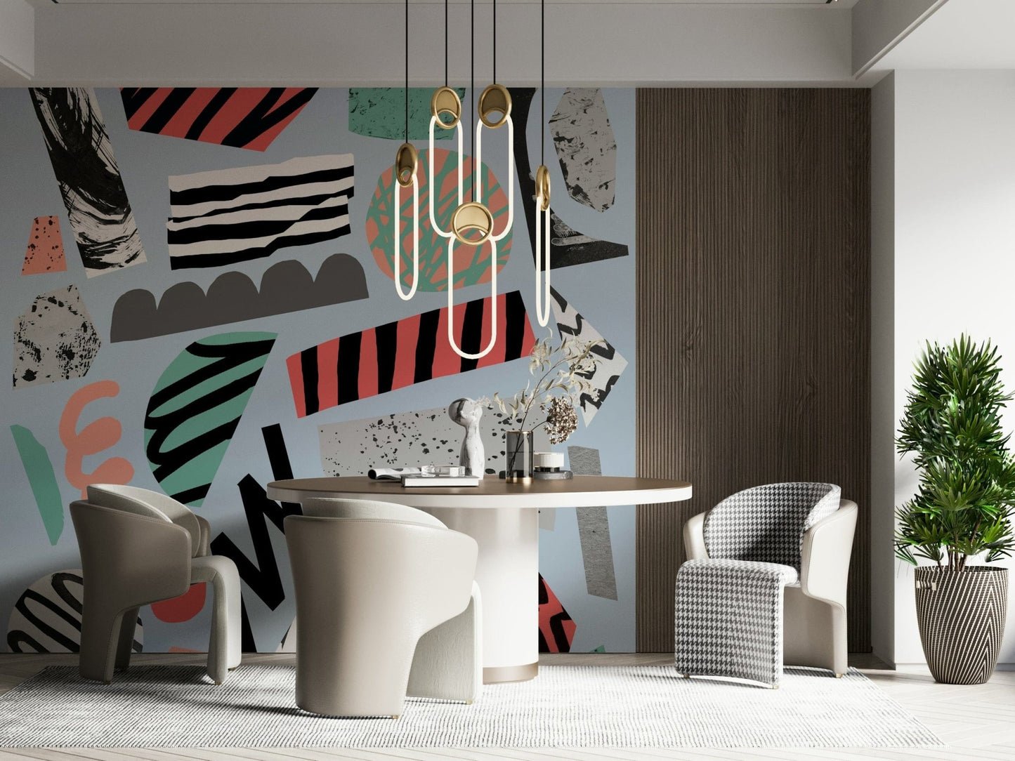 A serene mountain and forest wall mural for adventurous decor.