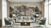 Canal Harmony wall mural with a peaceful water view for living room walls.