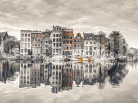 Canal Harmony wall mural with a quaint bridge for a study room.