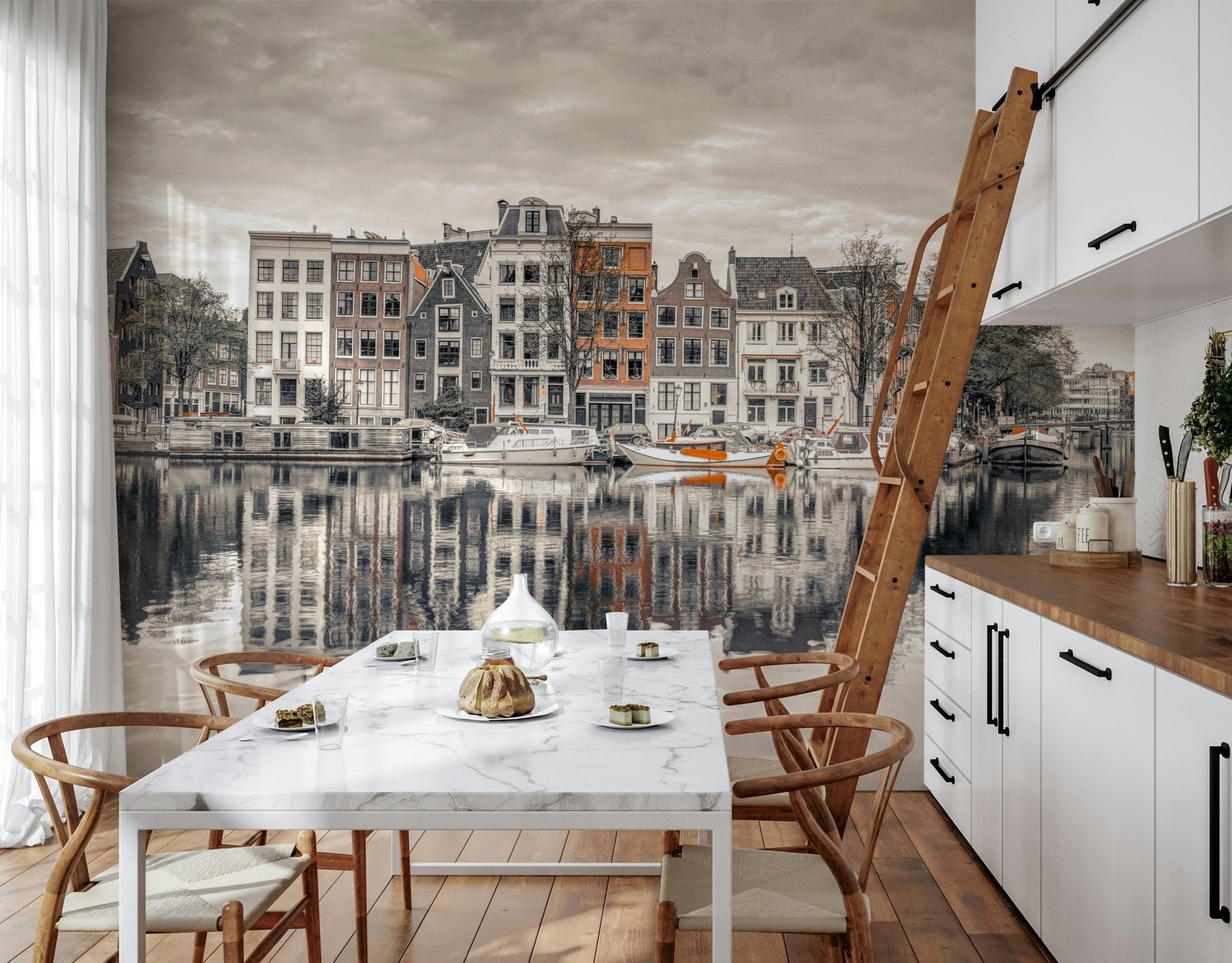 Canal Harmony wallpaper featuring a serene sunset over the city water.