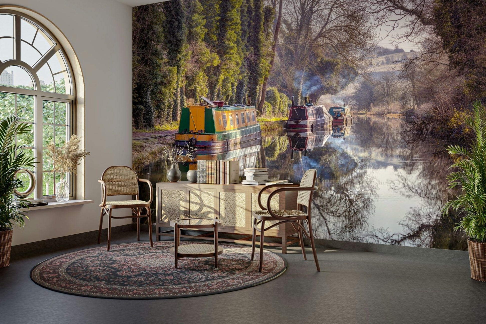 Gentle mist rising over the water.

