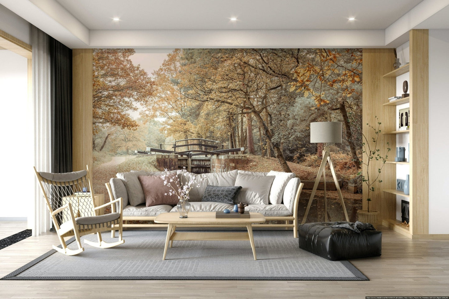 Canal's Embrace Wall Mural used as a hallway perspective wallpaper.