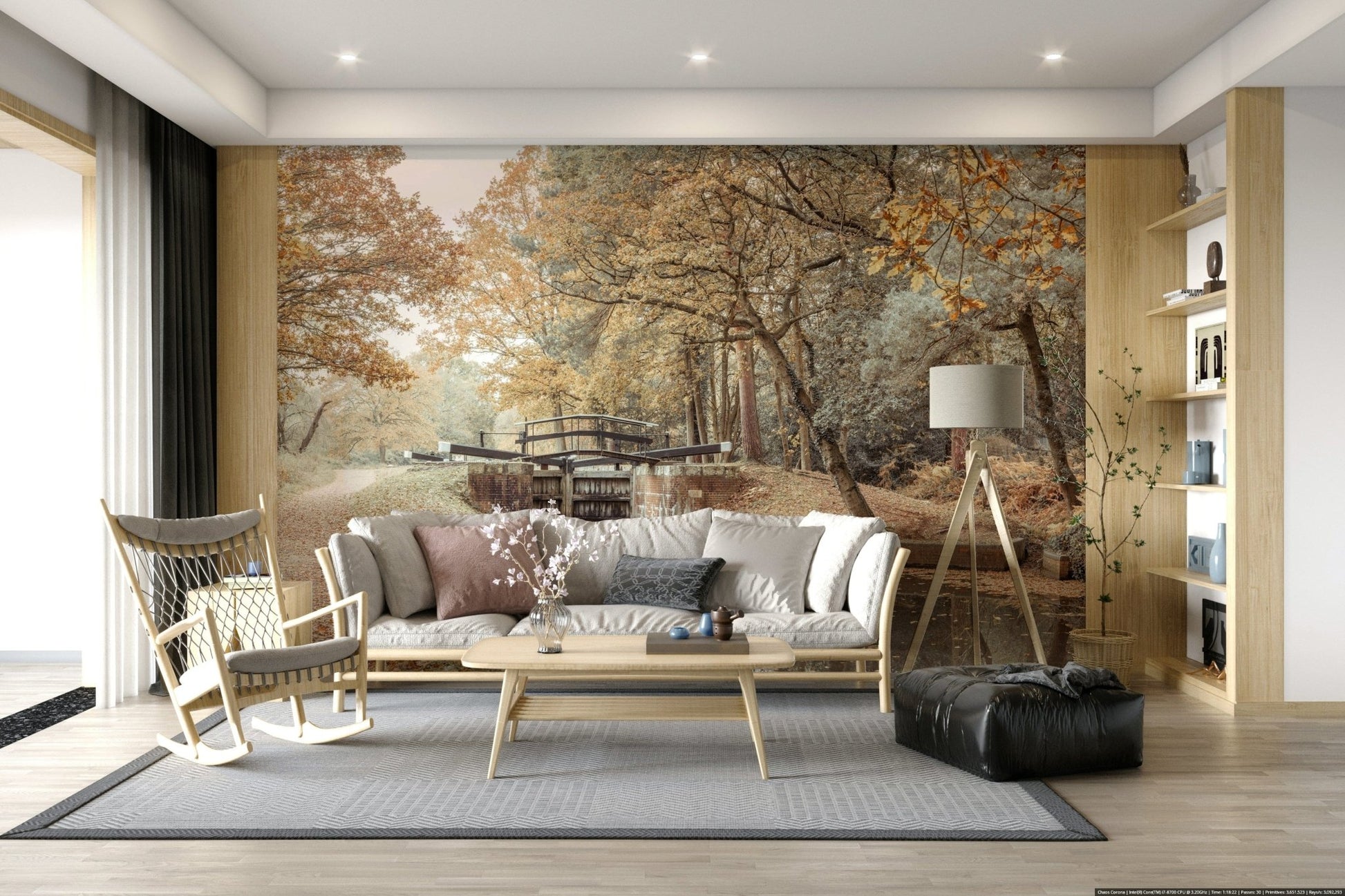 Canal's Embrace Wall Mural used as a hallway perspective wallpaper.